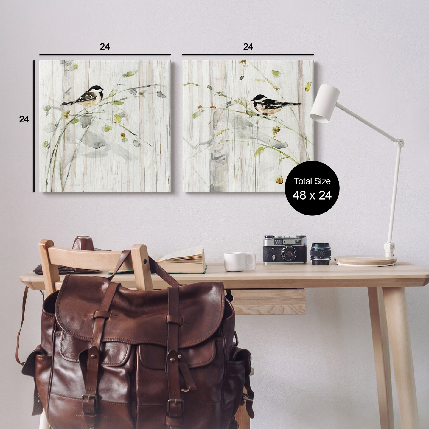 Stupell Industries Perched Birds Country Botanicals 2pc Canvas Set Design By Sally Swatland