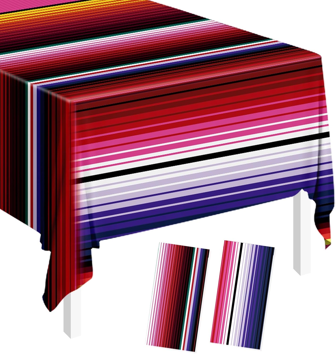 2-Pack Mexican Serape Tablecloth 54x108in – Disposable Plastic Cinco de Mayo & Fiesta Party Decor