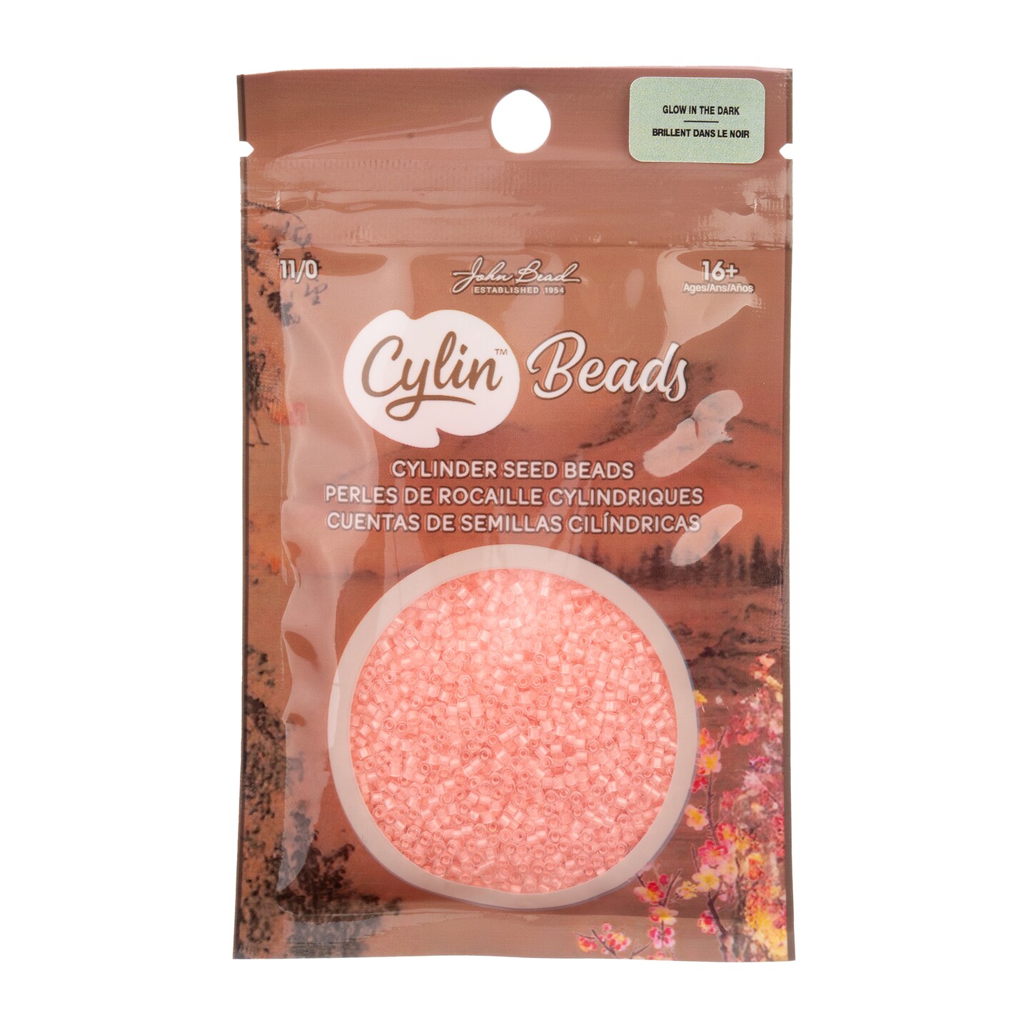John Bead Glow in Dark Cylin Beads 11/0 Glass Cylindrical Seed Beads, 25g