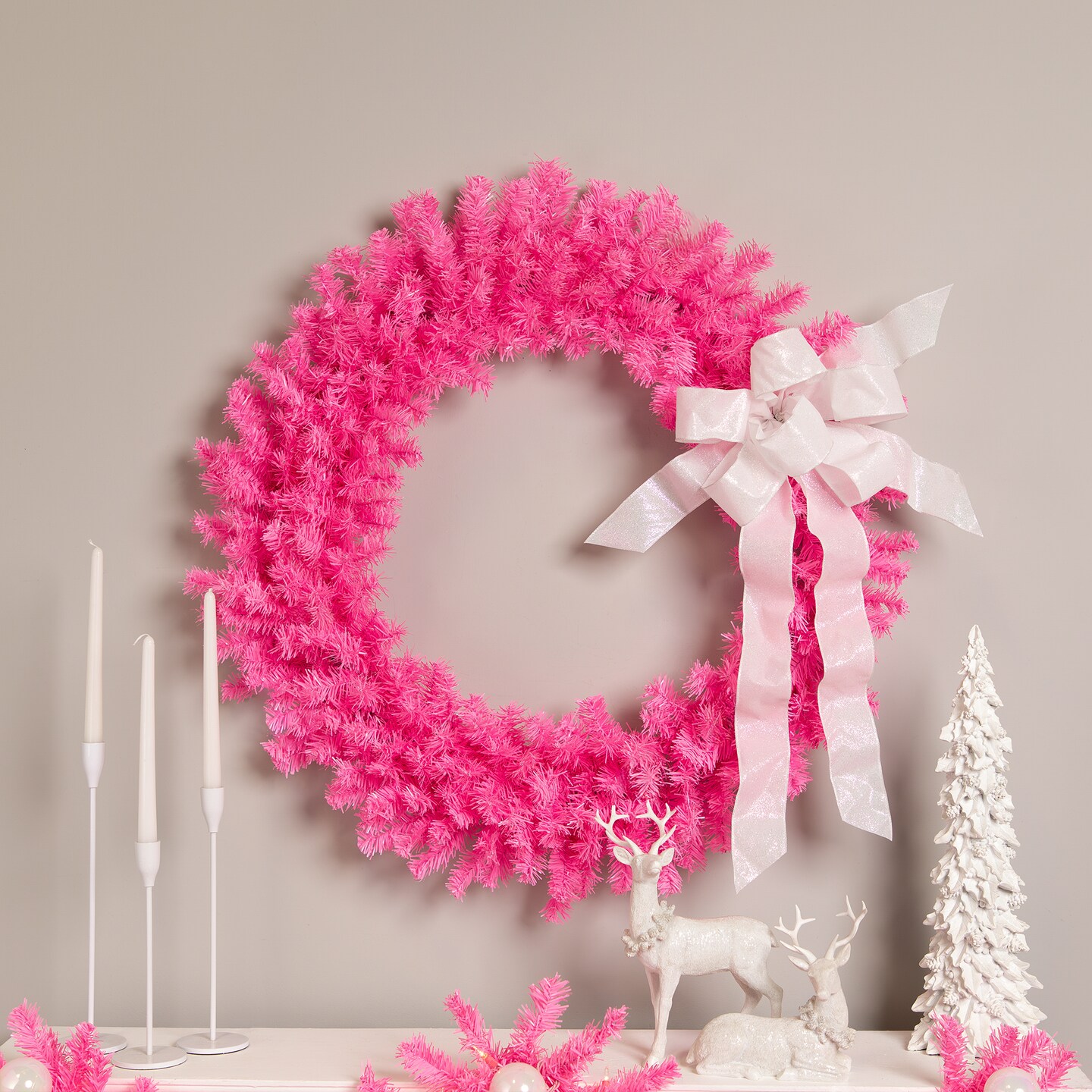 Northlight Artificial Pine Christmas Wreath - 36" - Pink - Unlit