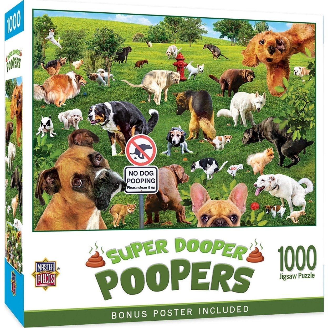 Super Dooper Poopers 1000 Piece Jigsaw Puzzle Eco-Friendly Cute Dog Park Scene