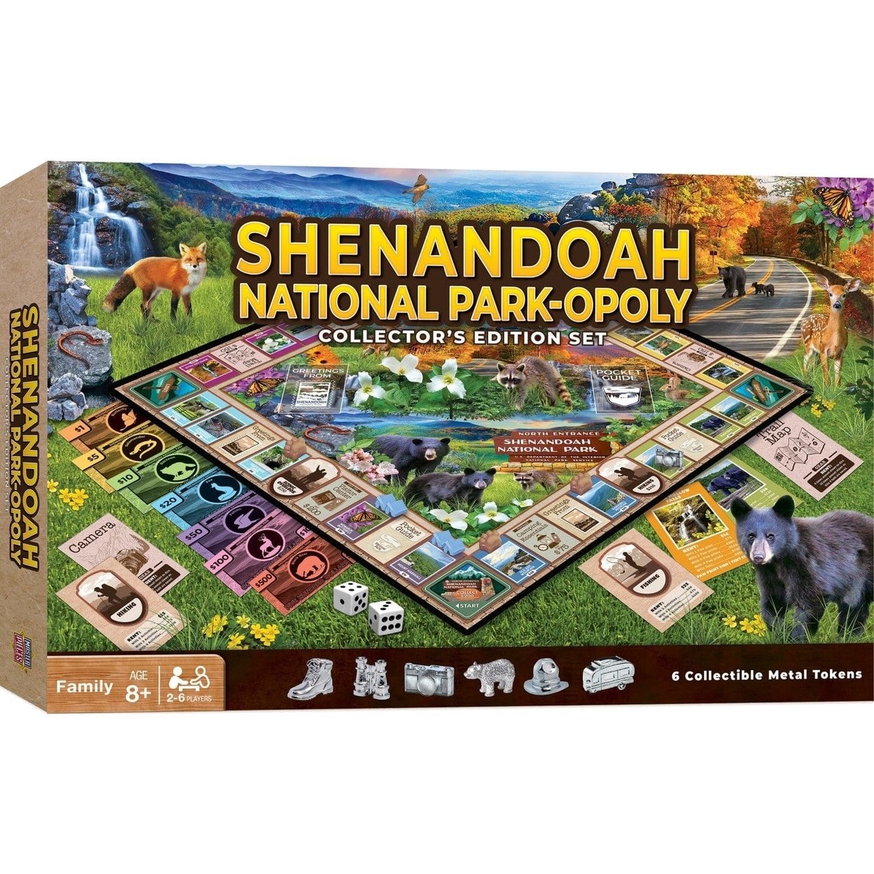 Shenandoah National Park Opoly Game Collectible Tokens Family Fun Educational Game