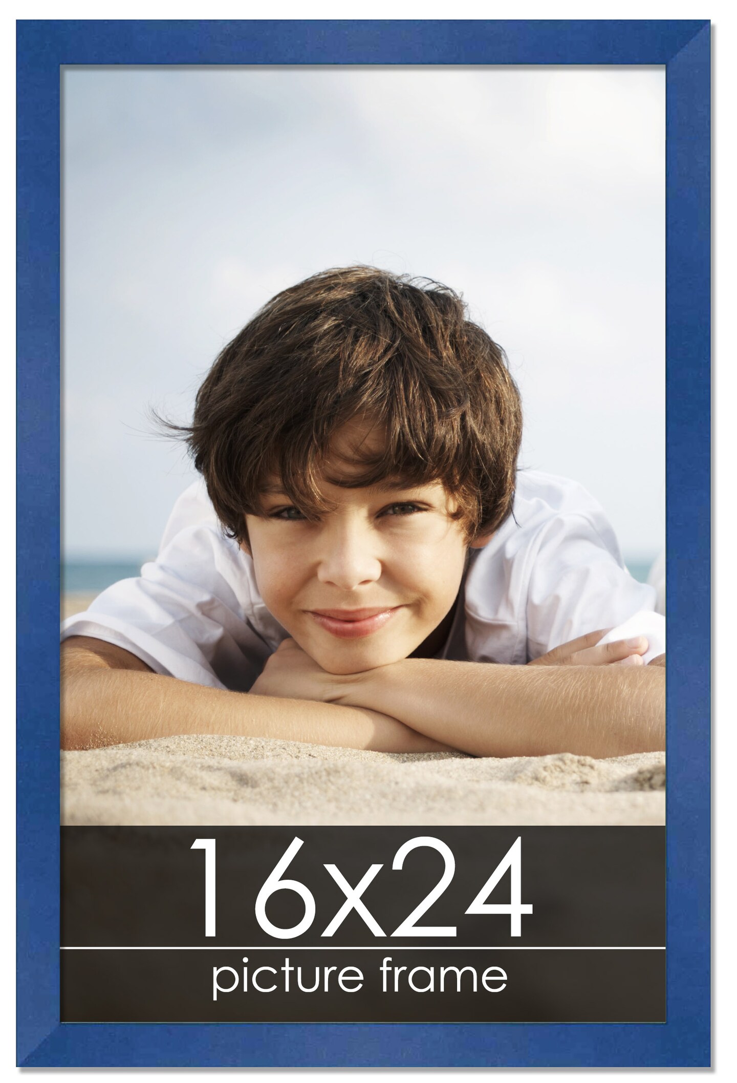 16x24 Classic Modern Blue Picture Frame - UV Acrylic, Foam Board Backing, Hanging Hardware