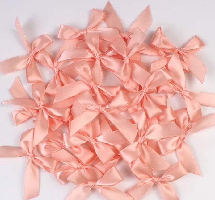 12 Ct Peach Bows Satin Ribbon