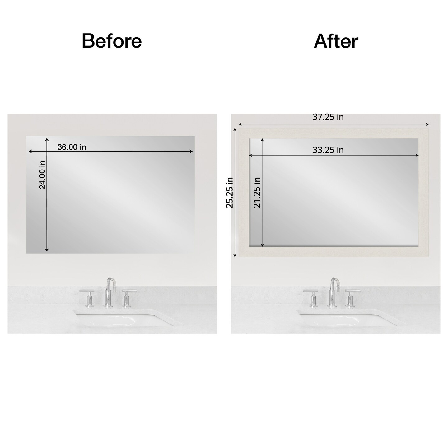 Amanti Art Mirror Makeover Bathroom Mirror Frame Border Kit - Fully Assembled Peel and Stick Frame - Mirror NOT Included - Rustic Plank Narrow Trim
