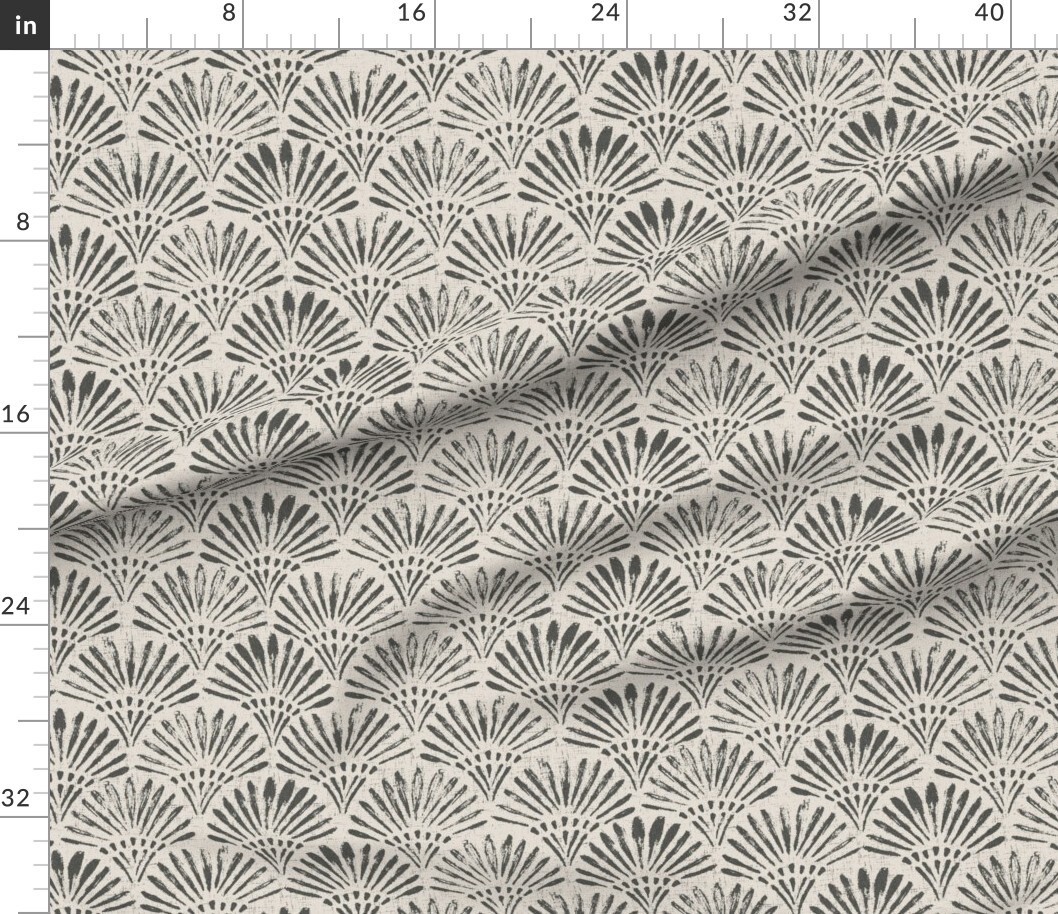 Various Fabrics by the Yard or Fat Quarter Art Deco Scallop Black Tan Geometric Arches Boho Weathered Block Print 1920S Custom Printed Fabric by Spoonflower