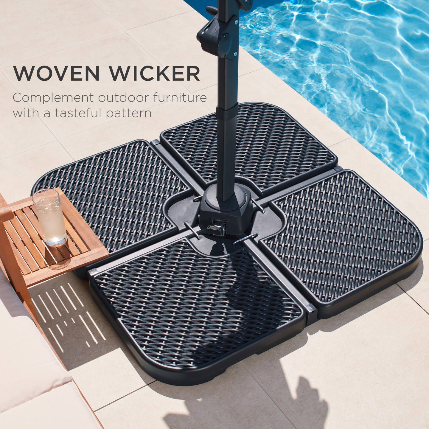 Best Choice Products 4-Piece Cantilever Offset Patio Umbrella Stand Square Base Plate Set w/ Easy-Fill Spouts