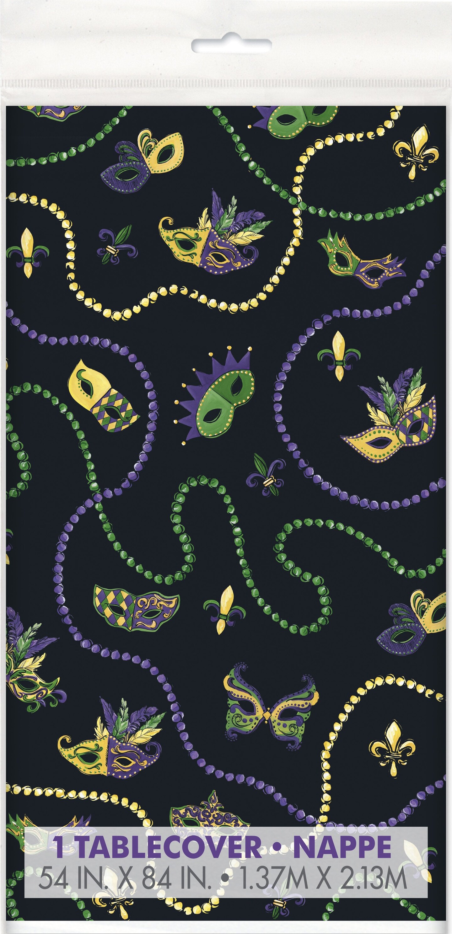Mardi Gras Rectangular Plastic Table Cover - 54" x 84"