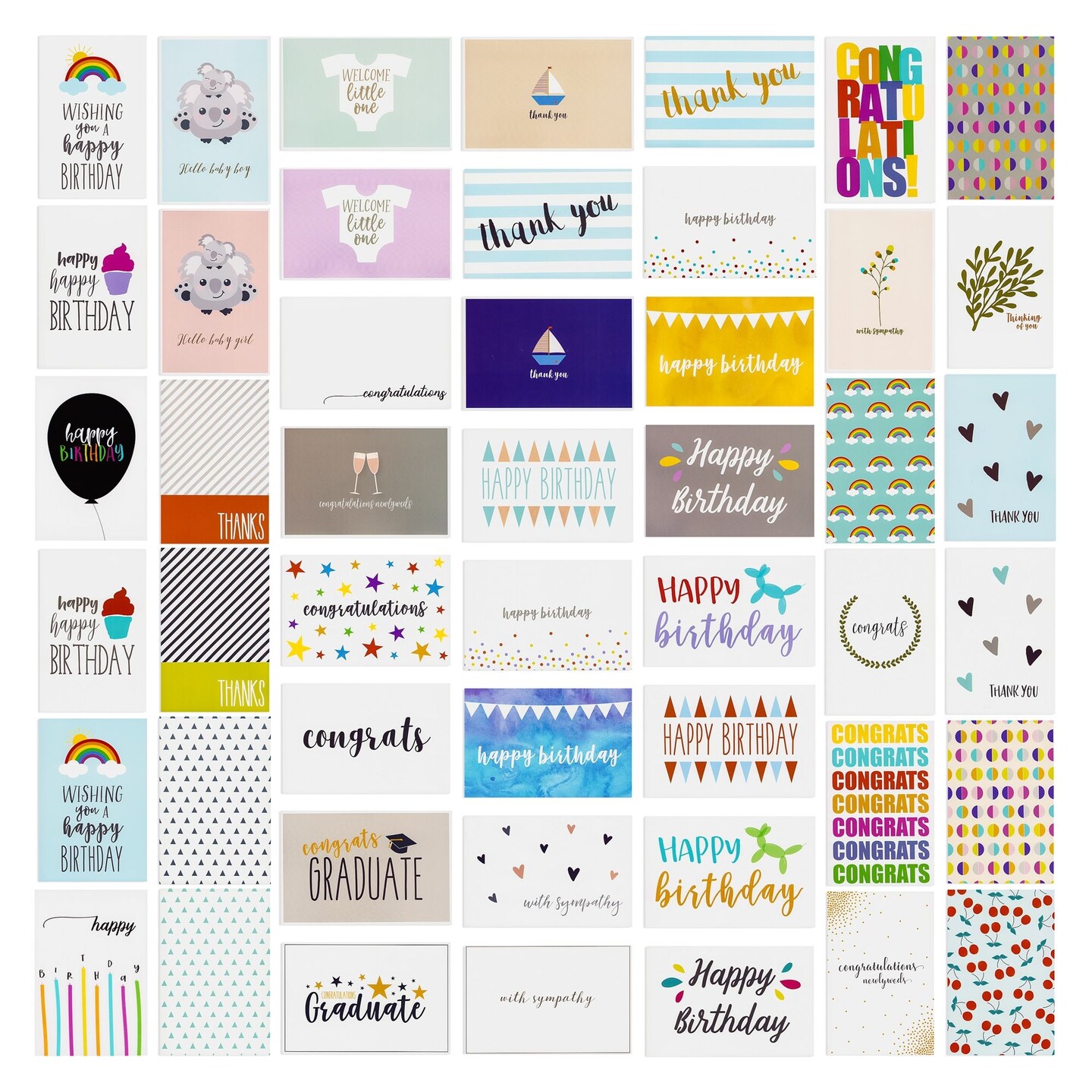 144 Pack Assorted All Occasion Greeting Cards with Envelopes for Birthday, Graduation, Baby Shower, Sympathy, 48 Designs, Blank Inside (4x6 In)