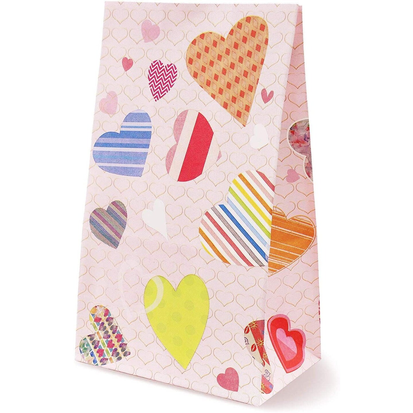 Juvale 36 Pack Valentine Paper Bags for Kids, Small Heart Party Favor Bags for Valentine&#x2019;s Day Goodies, Events and Kids Class, Party Supplies (5.1 x 8.7 Inches)