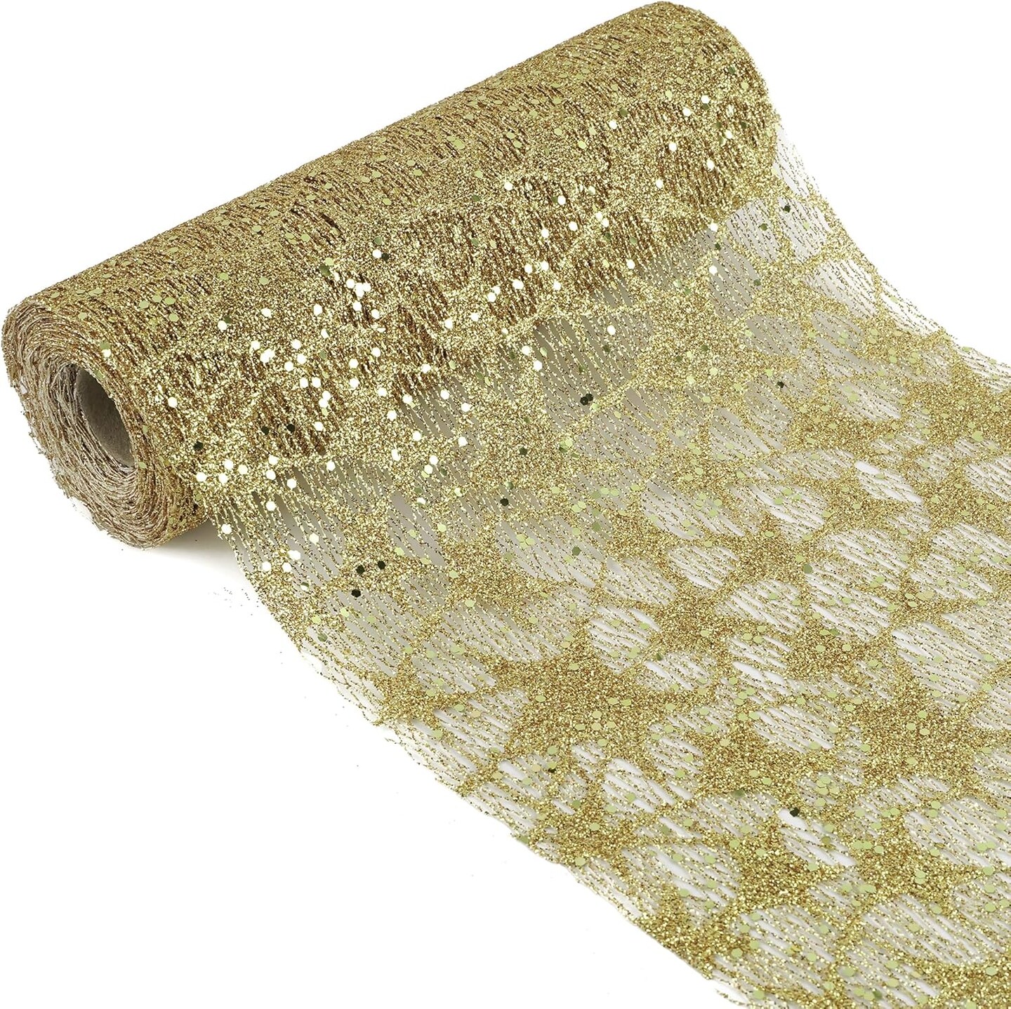 Gold Glitter Mesh Star Web Ribbon Yards Roll Gold Mesh Fabric Ribbon Decorative Mesh Gold Mesh Ribbon