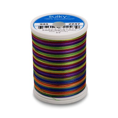 Sulky 40 Wt. Rayon Multi-Color Thread - Blue/Lavender/Red/Yellow/Green - 850 yd. Spool