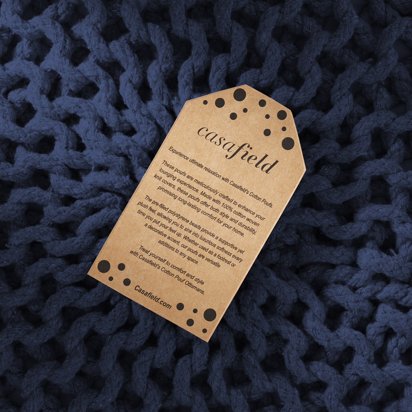 Casafield Pouf Ottomans, Cotton Knit Foot Stools, Boho Floor Pouffes for Living Room, Bedroom, Home Office