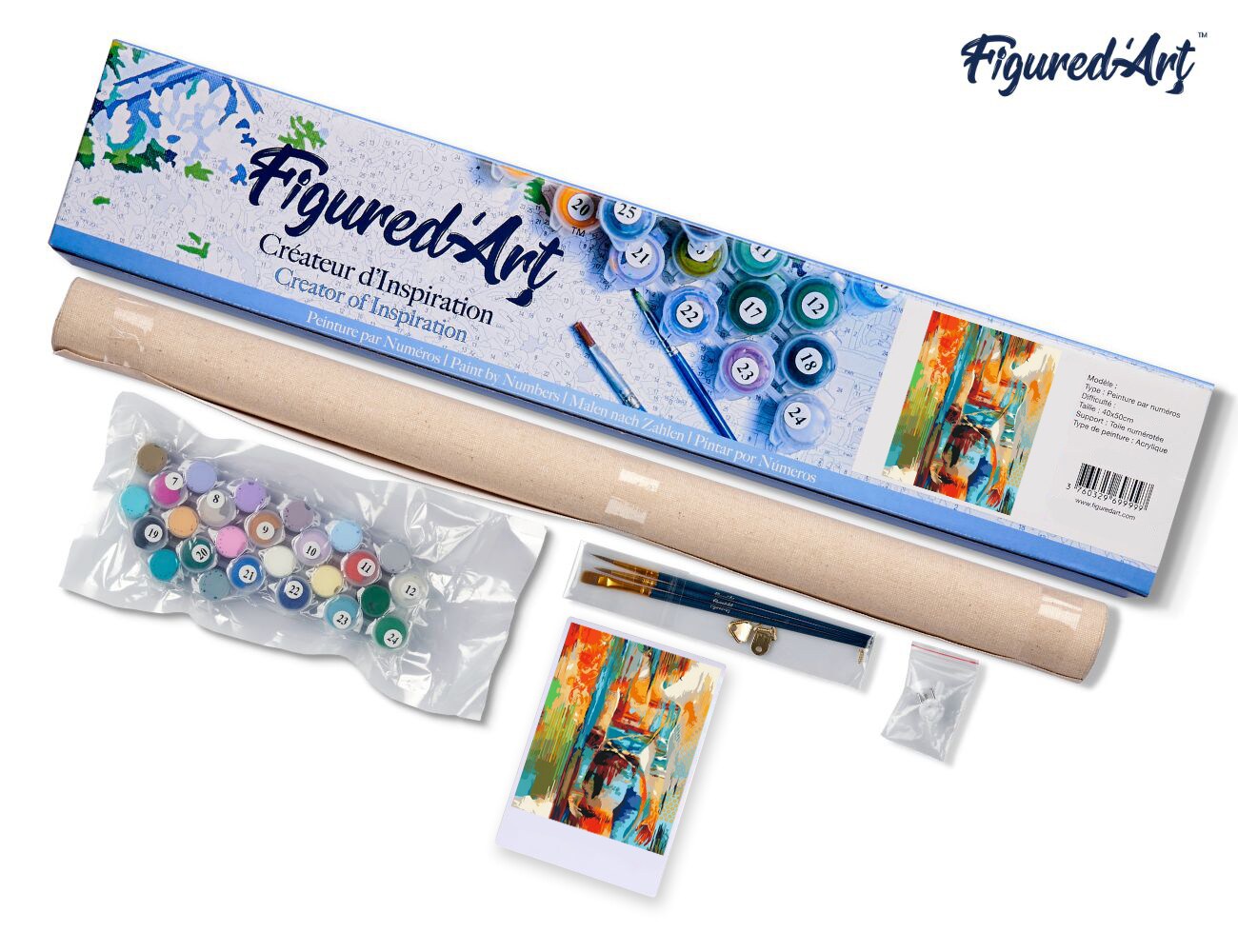 Figured'Art Paint by Numbers Kit for Adults Beauty in colours 16"x20" - Craft Art Painting DIY Kit Rolled Canvas without frame