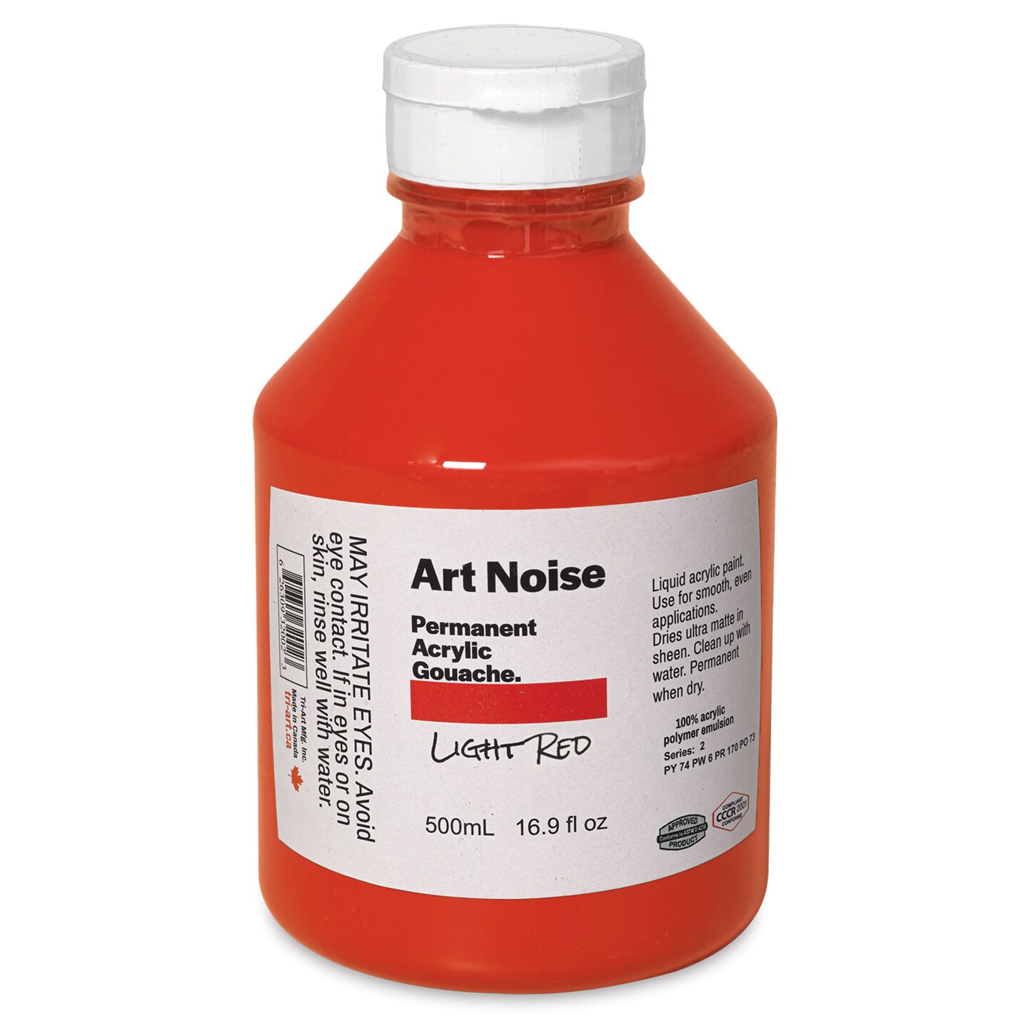 Tri-Art Art Noise Permanent Acrylic Gouache - Light Red, 500 ml, Bottle