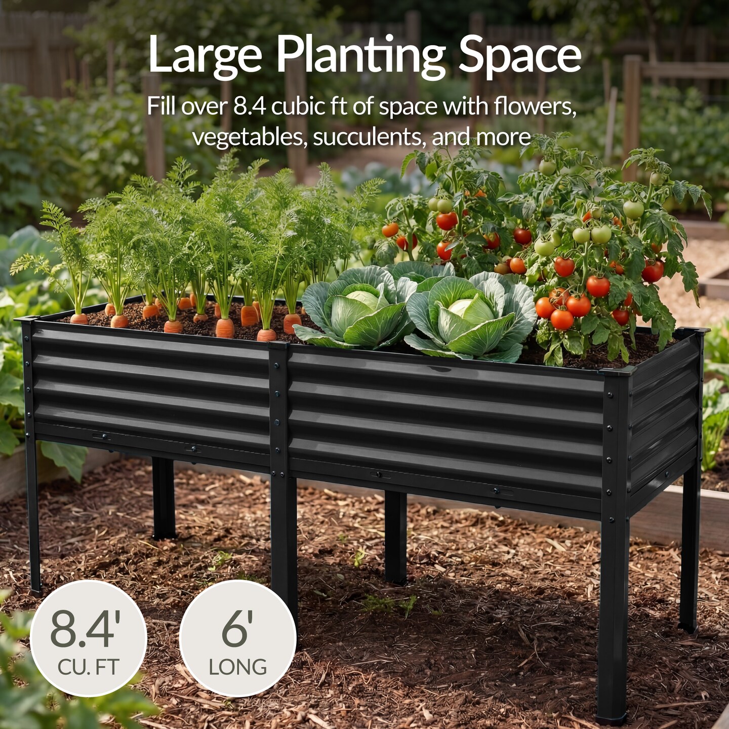 Best Choice Products 72x24x30in Non Toxic Elevated Galvanized Metal Garden Bed Corner Protectors