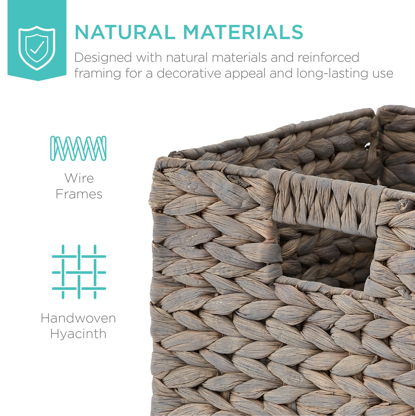 Best Choice Products 10.5x10.5in Hyacinth Storage Baskets, Set of 5 Multipurpose Collapsible Organizers