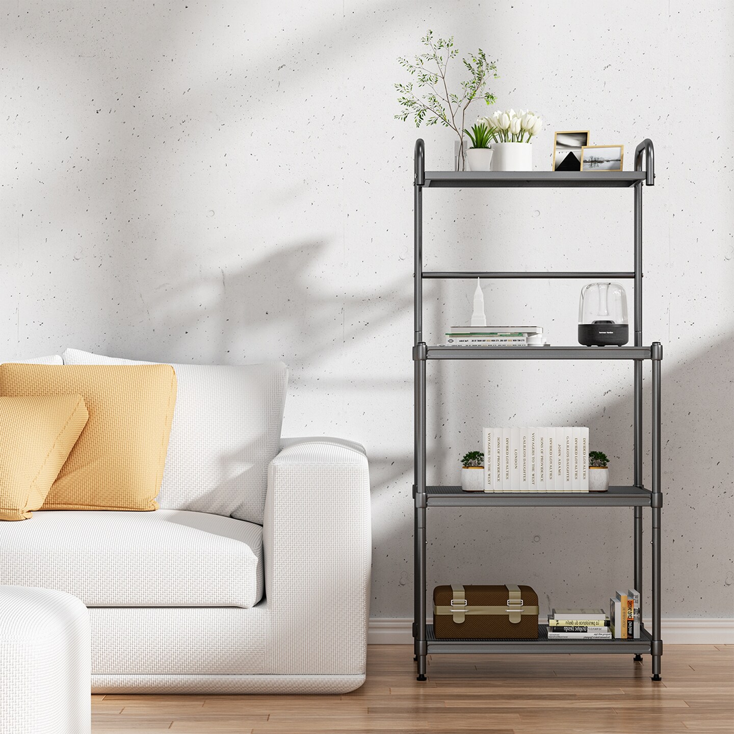 Costway 4-Tier Baker&#x27;s Rack Microwave Oven Stand Shelves Kitchen Storage Rack Organizer Grey/White/Black