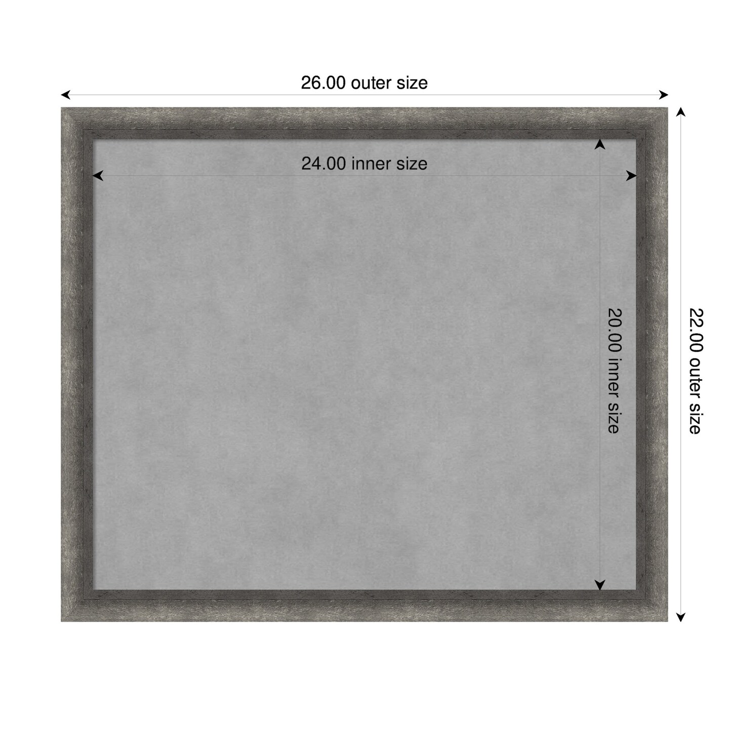 Burnished Concrete Narrow Wood Framed Magnetic Board