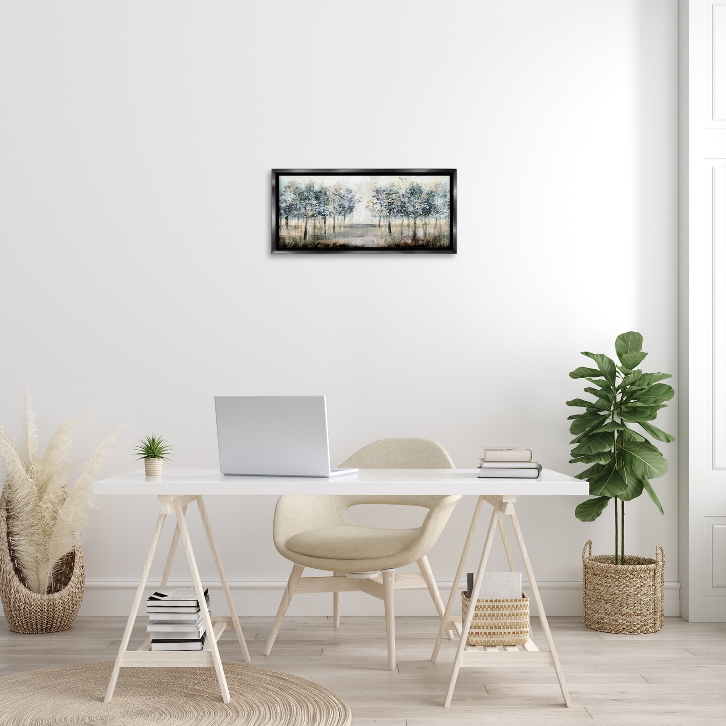 Stupell Industries Modern Tree Grove Framed Floater Canvas Wall Art