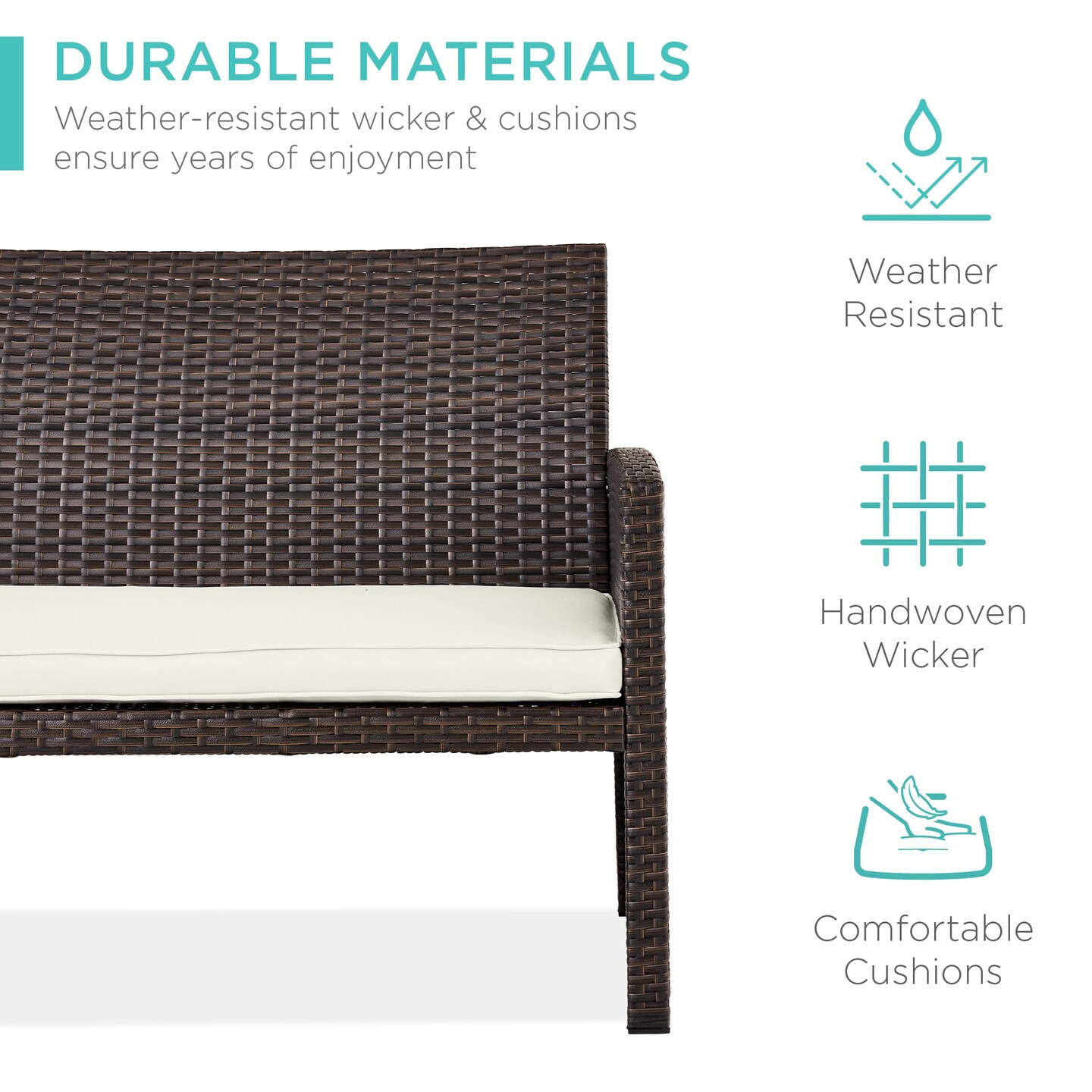 Best Choice Products 4-Piece Outdoor Wicker Patio Conversation Furniture Set w/ Table, Cushions