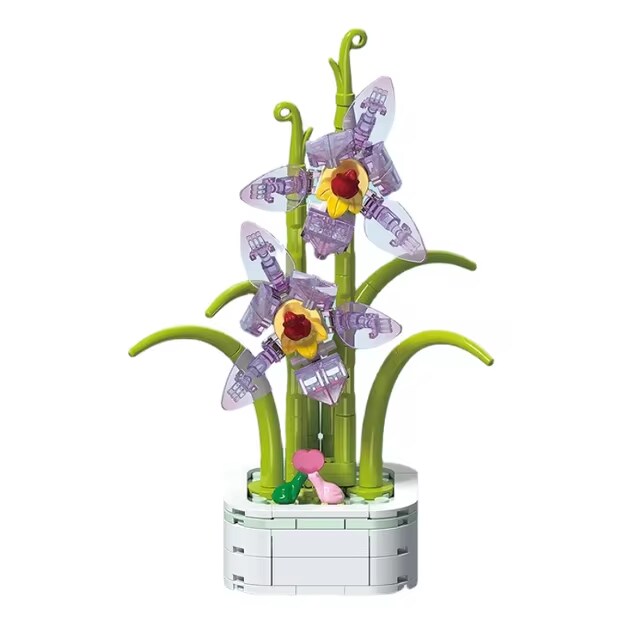 Lotus Petal Orchid Building Brick Potted Flower F07M9-10(103