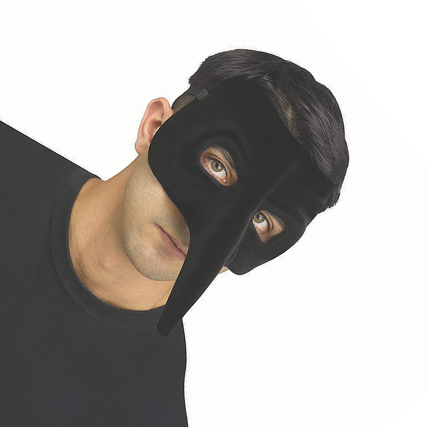 Adults Black Velvet Venetian Raven Half Mask One Size