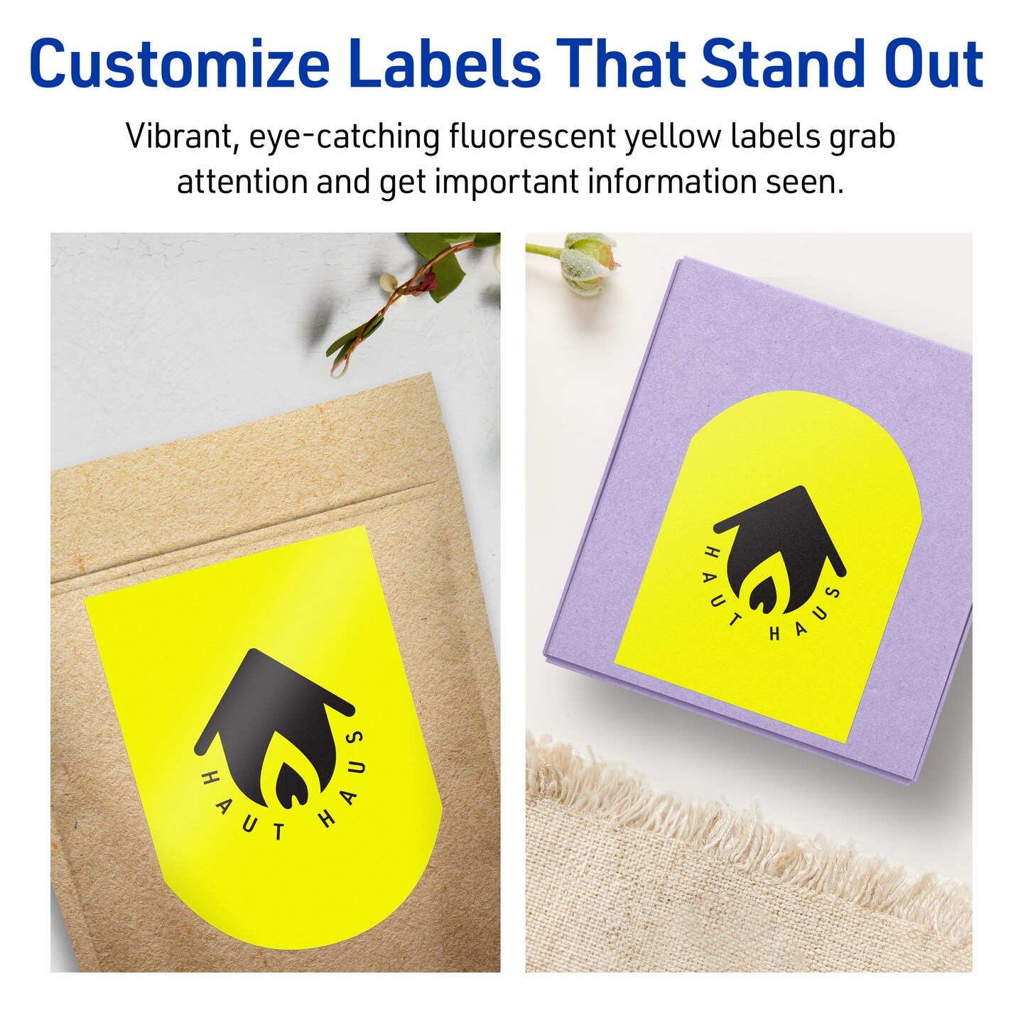 Avery Neon Yellow Paper Labels, 4.75&#x22; x 3.5&#x22; Arched