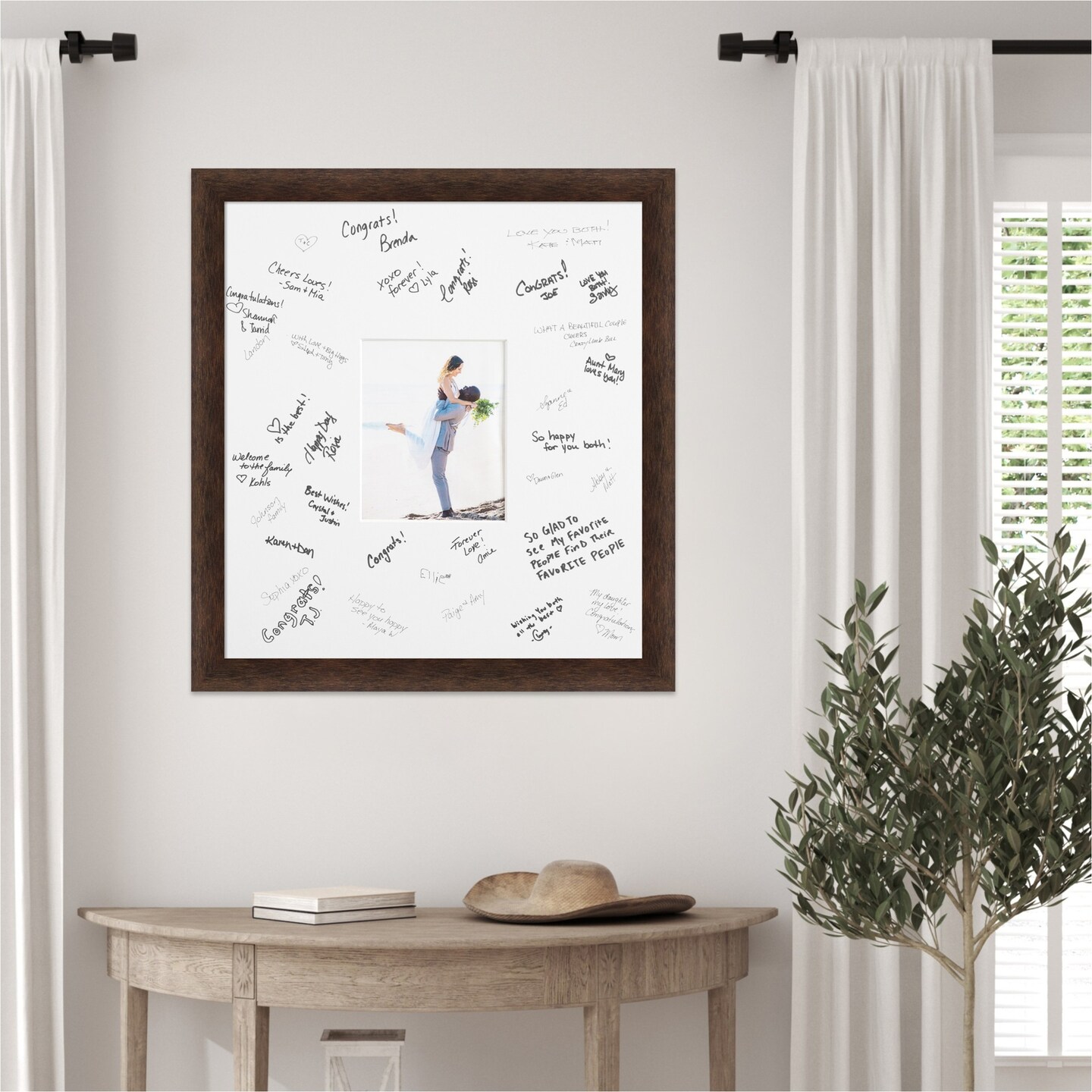 Warm Signature Mat Picture Frame, Photo Frame Wedding Guest Book Alternative, Autograph Picture Mat for Signature Board, Wedding Celebrations Graduations Support Encouragement or Retirement
