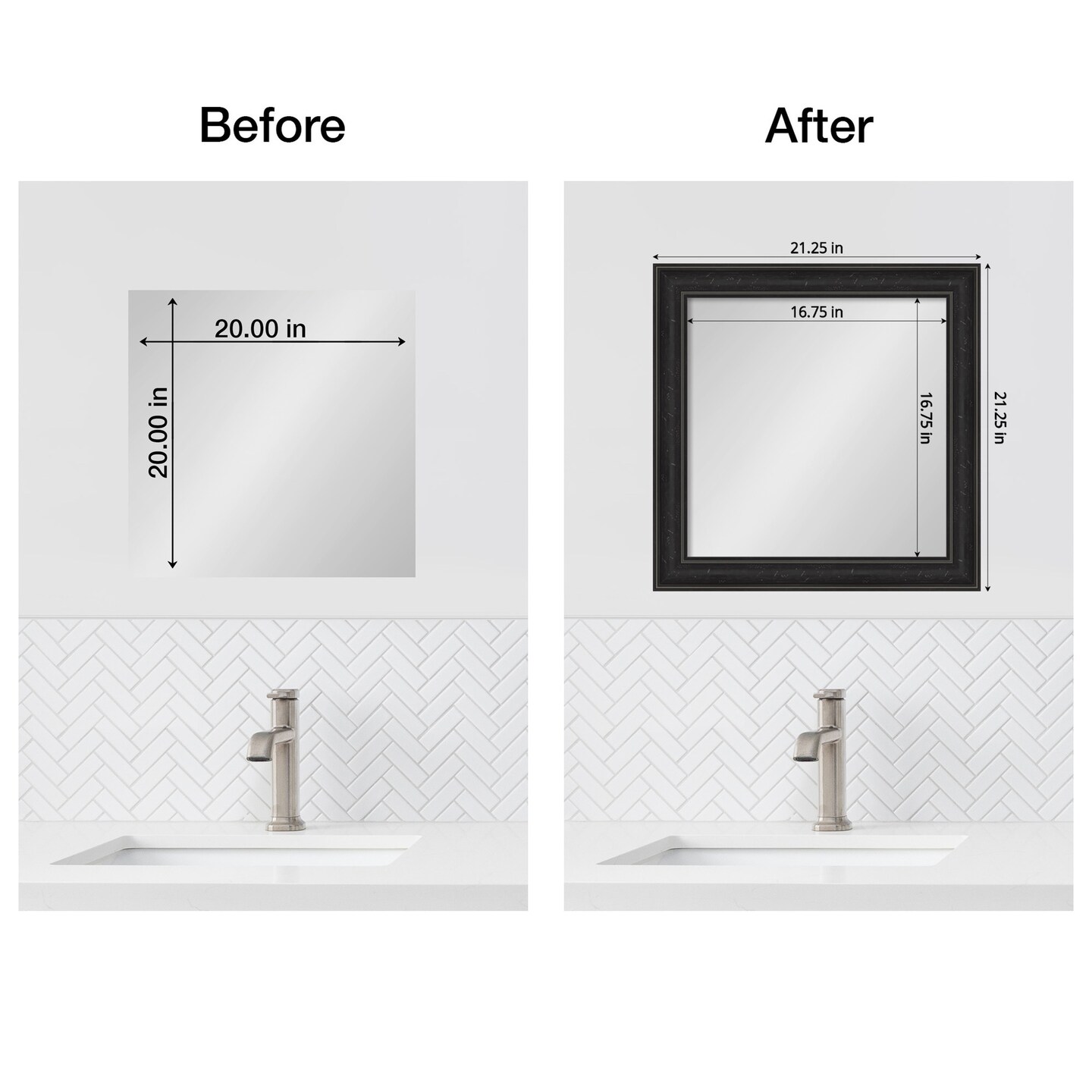 Amanti Art Mirror Makeover Bathroom Mirror Frame Border Kit - Fully Assembled Peel and Stick Frame - Mirror NOT Included - Shipwreck Narrow Trim