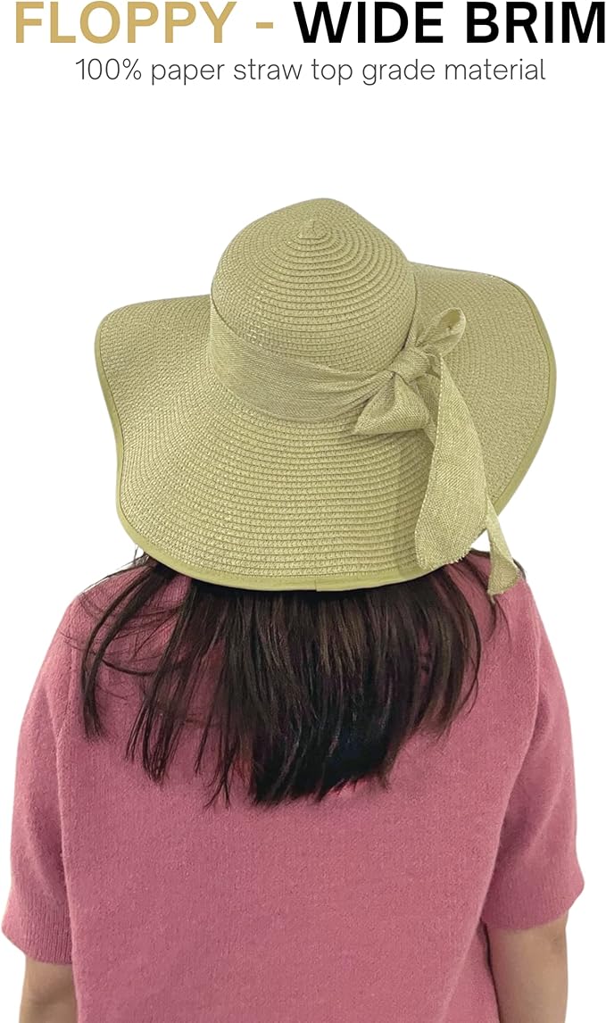 4E's Novelty Floppy Sun Hat with Sunglasses – UPF 50+ Packable Beach Hat for Women Travel