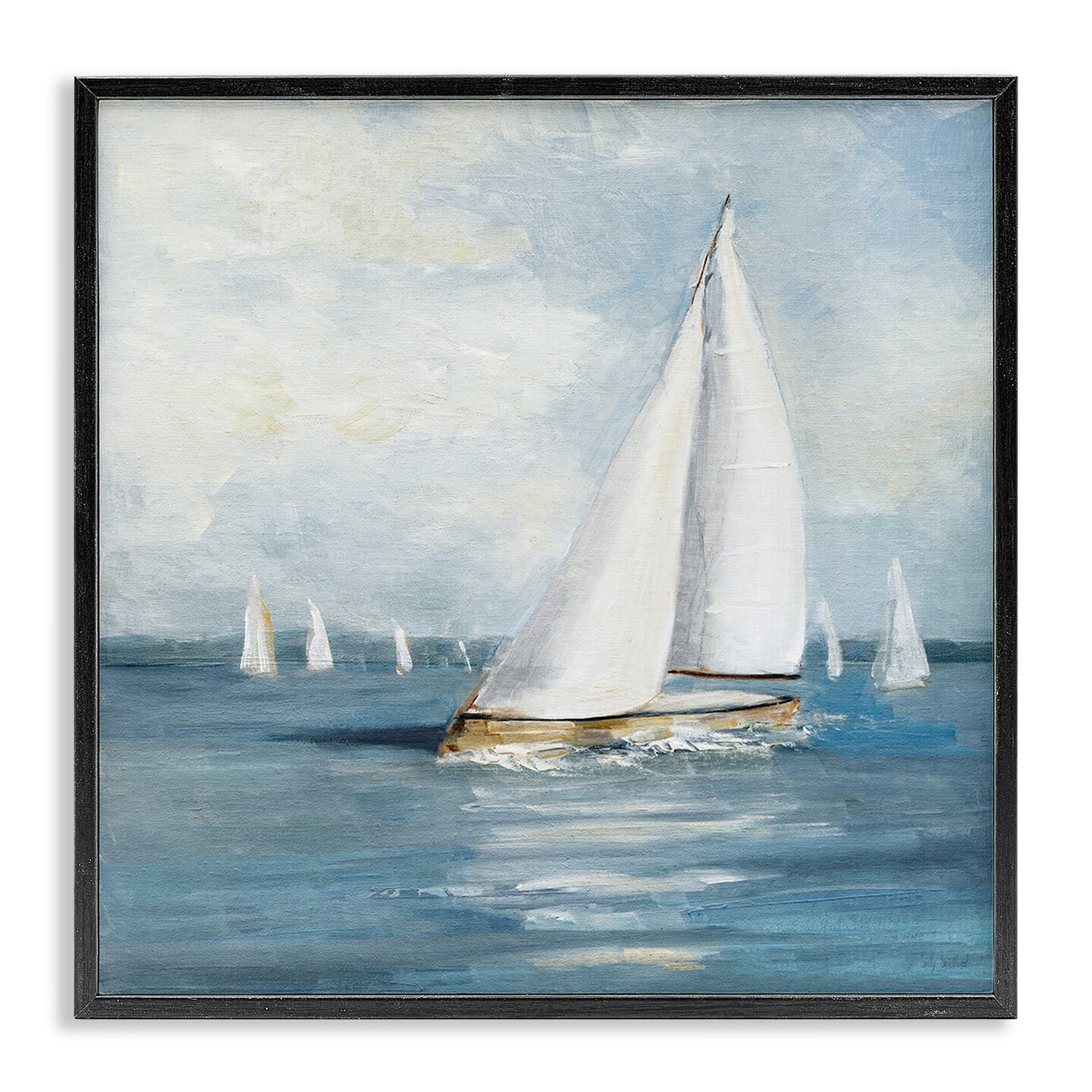 Stupell Industries Swaying Sailboat Vessel Framed Giclee By Sally ...