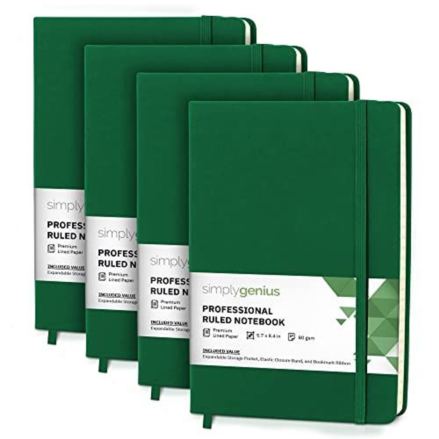 Simply Genius (4 Pack A5 Hardcover Leatherette Journals to Write In for Women, Faux Leather Journal for Men, Writing Journal Notebook Lined, 192pg Ruled, 5.7&#x201D; x 8.4&#x201D;