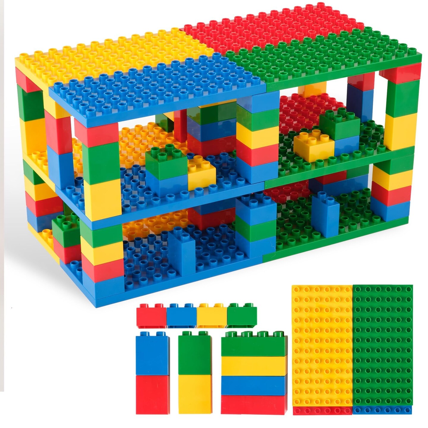 Strictly Briks Toy Building Blocks For Kids and Toddlers, Classic Big Bricks Set and Baseplates, Large Pegs For Ages 3 and Up, 100% Compatible with All Major Brands, Basic Colors, 96 Pieces