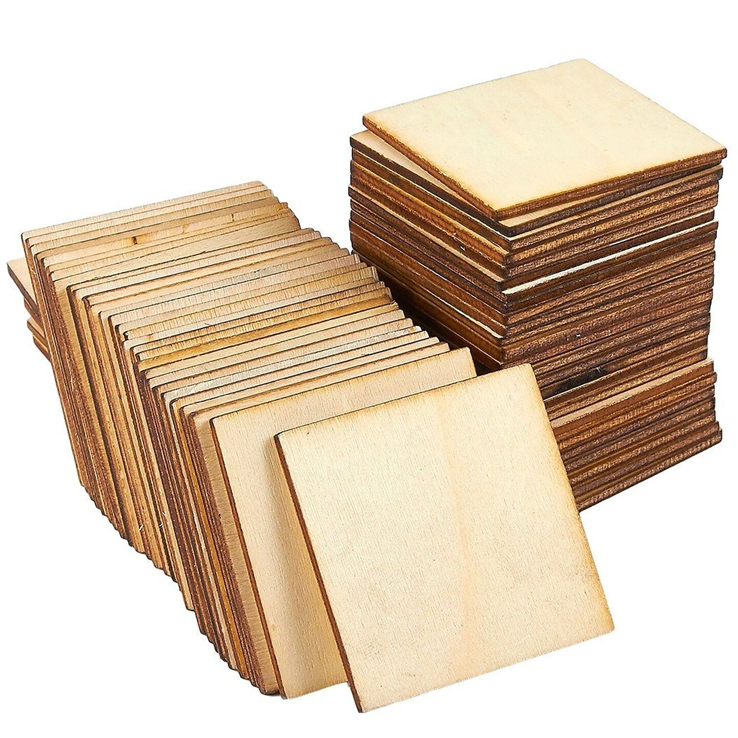 60 Pieces 2x2 Wood Squares for DIY Crafts, Unfinished Wooden Cutout Tiles for Painting