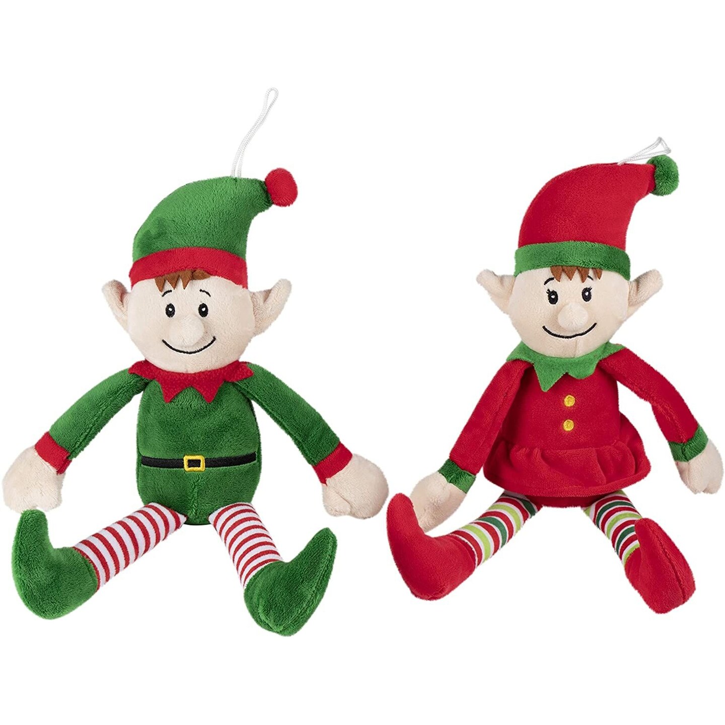 Blue Panda 2 Pack Christmas Elves Plush Toy, Santa Helper Boy and Girl Elf Stuffed Doll for Holiday Decorations, Cute Cuddly Elves Toy for Xmas Season, 12&#x22;