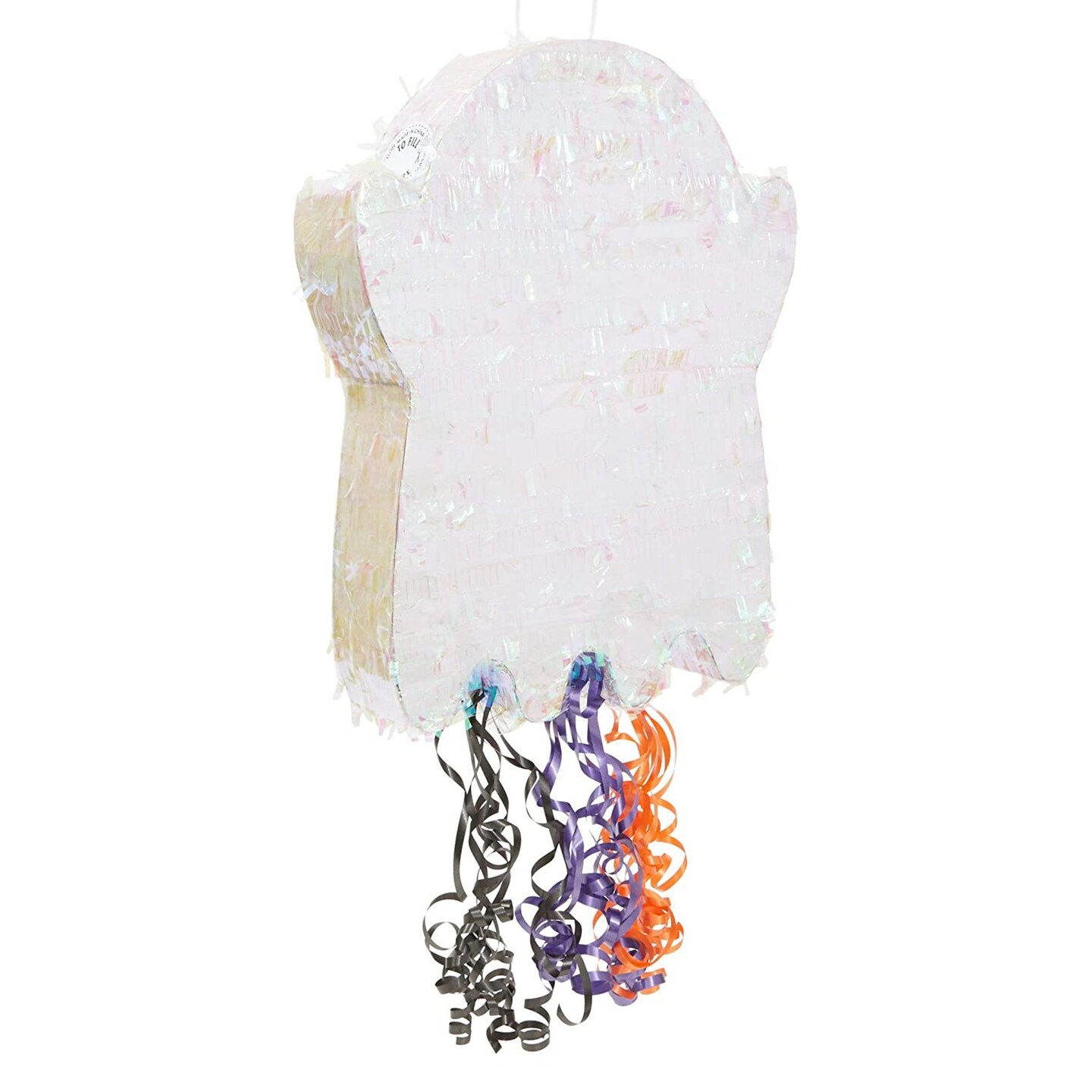 Cute Ghost Pinata for Halloween Party Supplies Decorations, Iridescent Pull String (17 x 13 x 3 in)