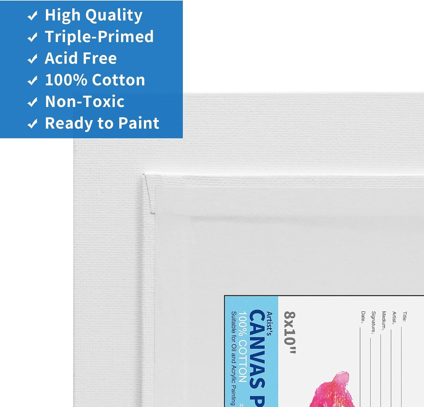 Canvas for Painting, 8x10 Inch Canvas Boards, Super Value 30 Pack White Blank Canvas Panels, 100% Cotton Primed, Painting Art Supplies for Professionals, Hobby Painters, Students & Kids