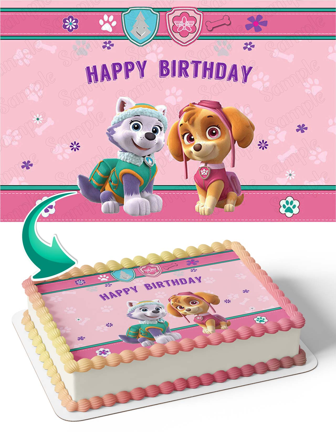 Paw Patrol Girls Skye Everest Girls Pink Edible Cake Image Topper Birthday Cake Sheet