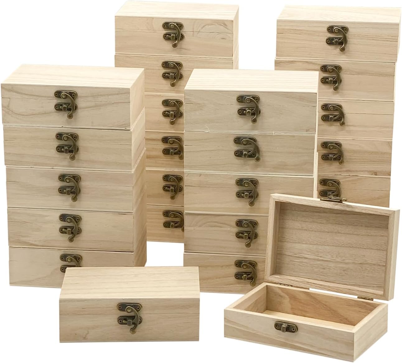 24-Pack Small Wood Box for Crafts 6&#x22;x4&#x22;x2&#x22;