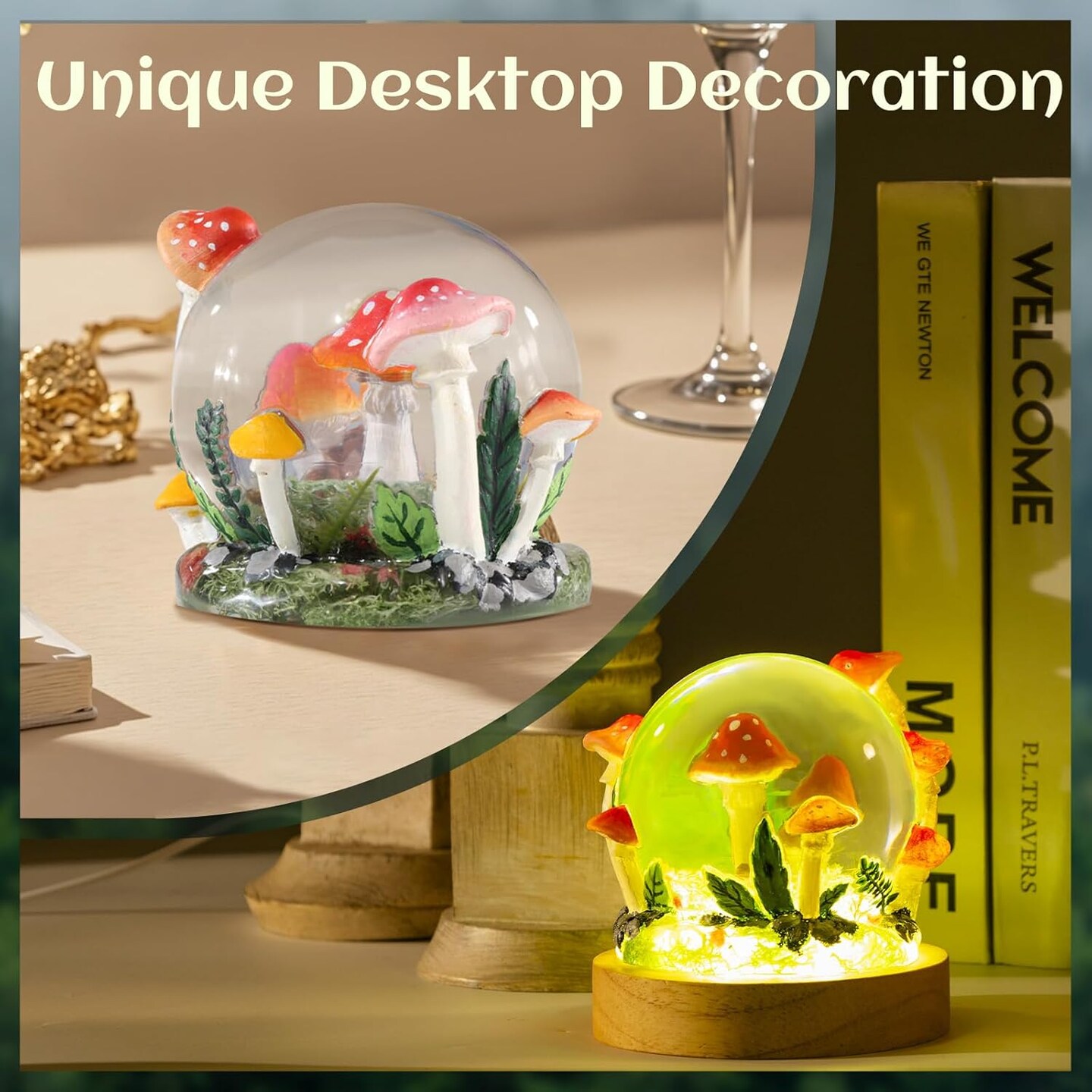 LET’S Resin Crystal Ball Resin Molds, Crystal Orb Decorative Statue Silicone Molds with Mushroom Stand and Bird Figurine,3D Sphere Epoxy Resin Molds for DIY Tabletop Decor, Housewarming Gifts