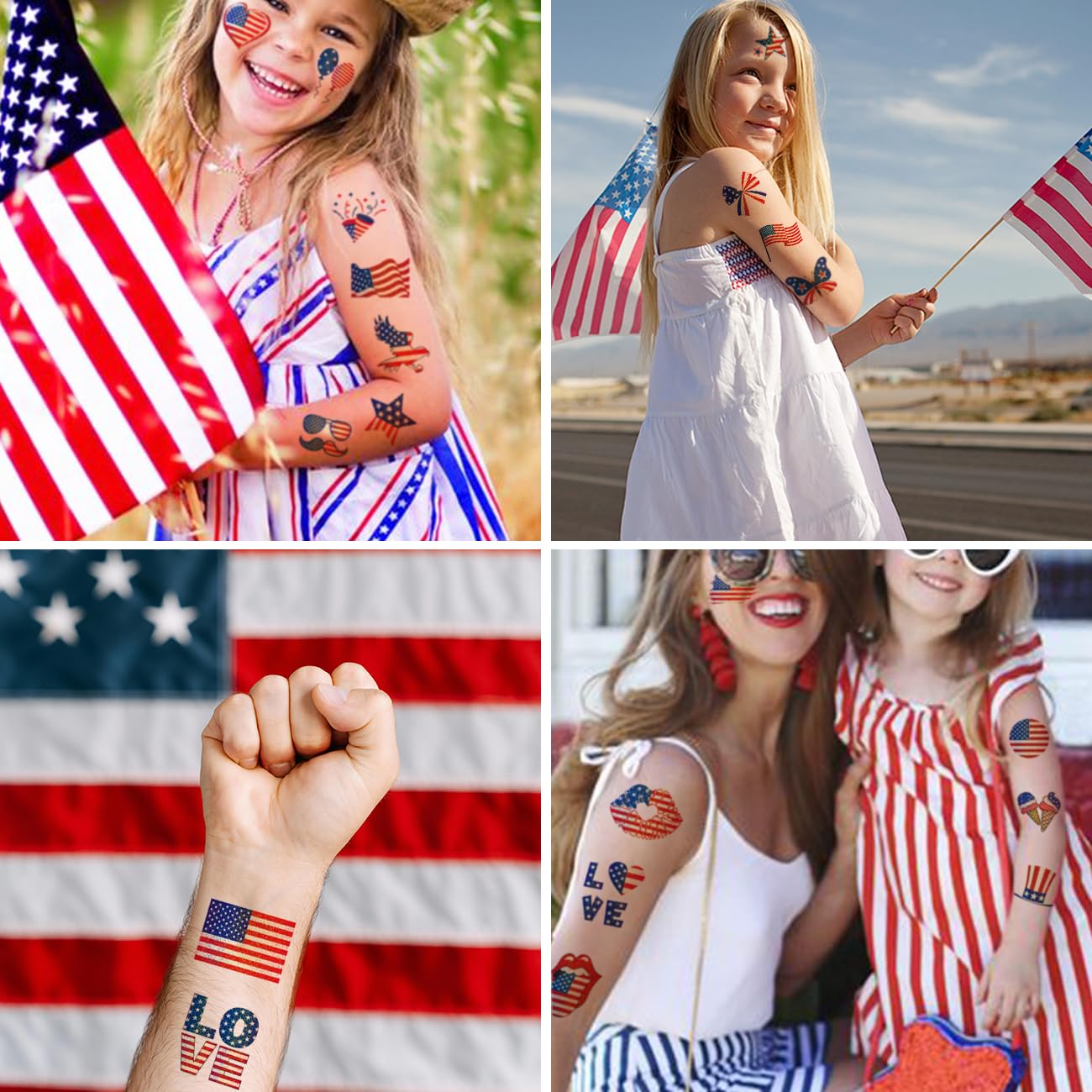 Glitter 4th of July Temporary Tattoos for Kids