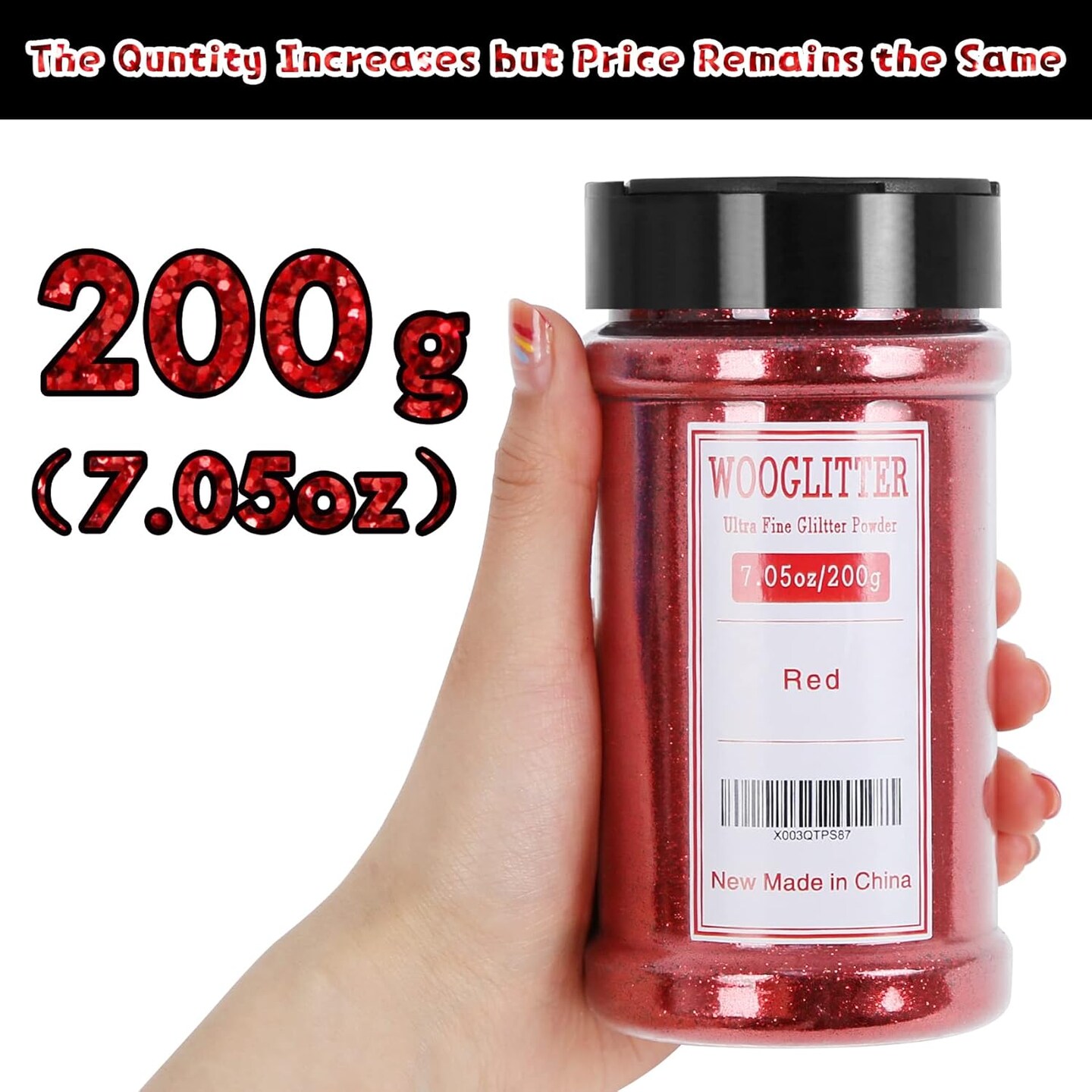 Ultra Fine Red Glitter, 7.05 Oz (200g), Fine Glitter for Resin Crafts Nails Tumblers Slime Cosmetic and Festival Decoration - Red Fine Glitter Bulk