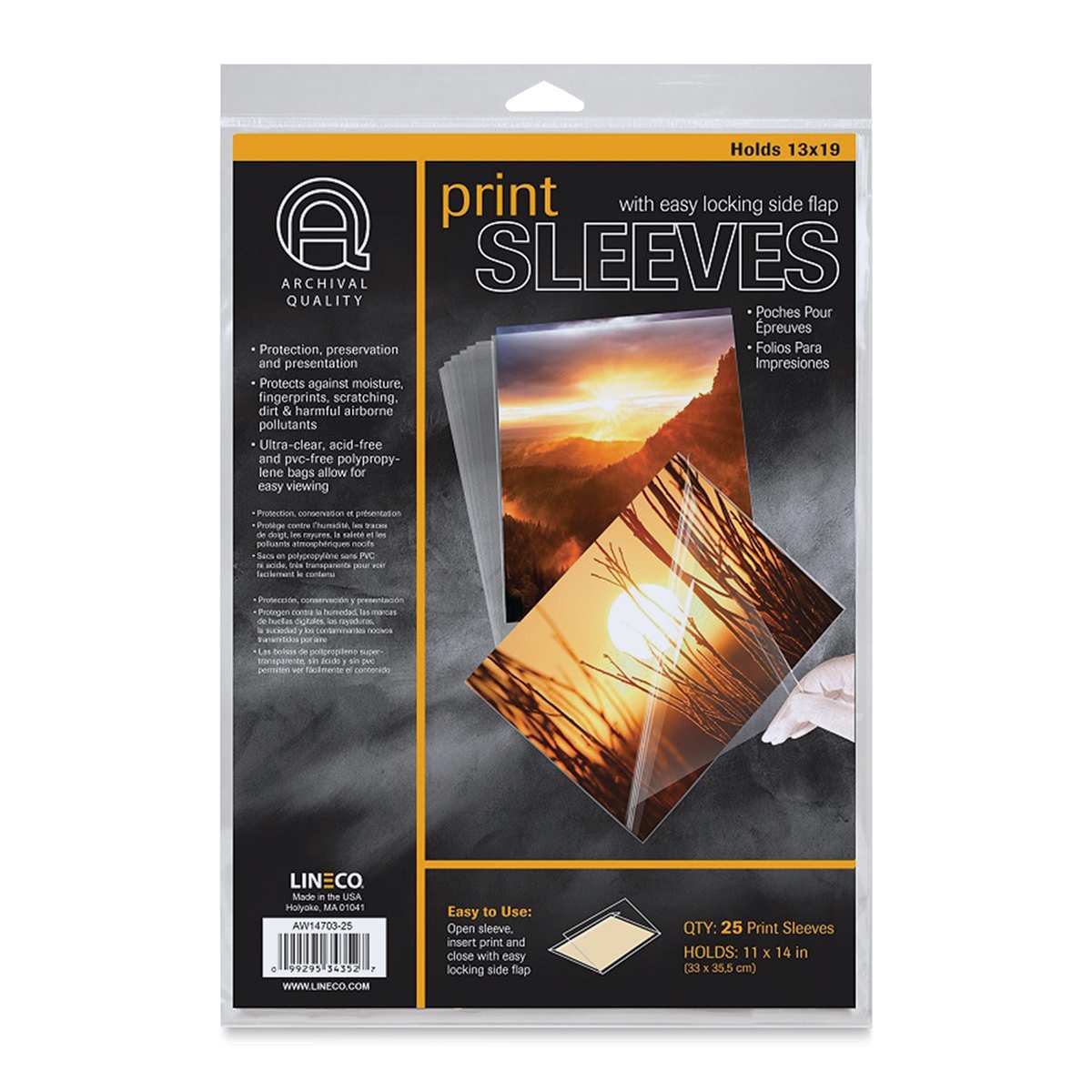 Lineco Digital Print Sleeve Pack - 11" x 14", Clear, Pkg of 25