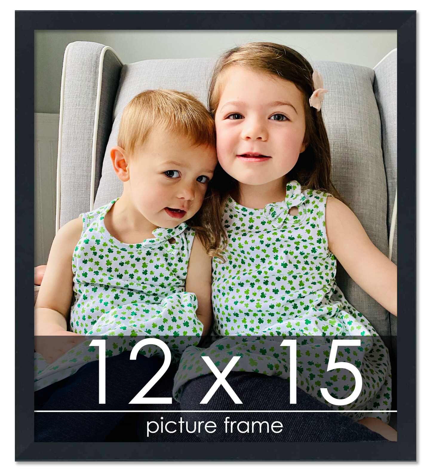 12x15 Slim Profile Black Picture Frame - UV Acrylic, Foam Board Backing, Hanging Hardware