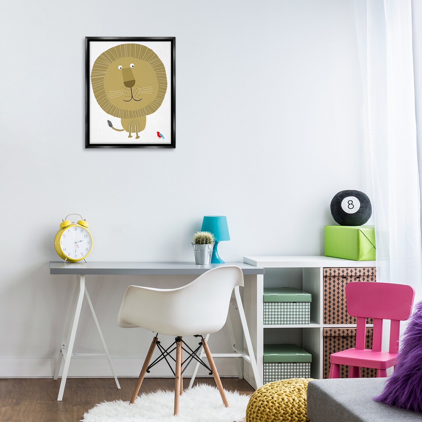 Stupell Industries Friendly Lion & Bird Floating Frame Design by Carla Daly