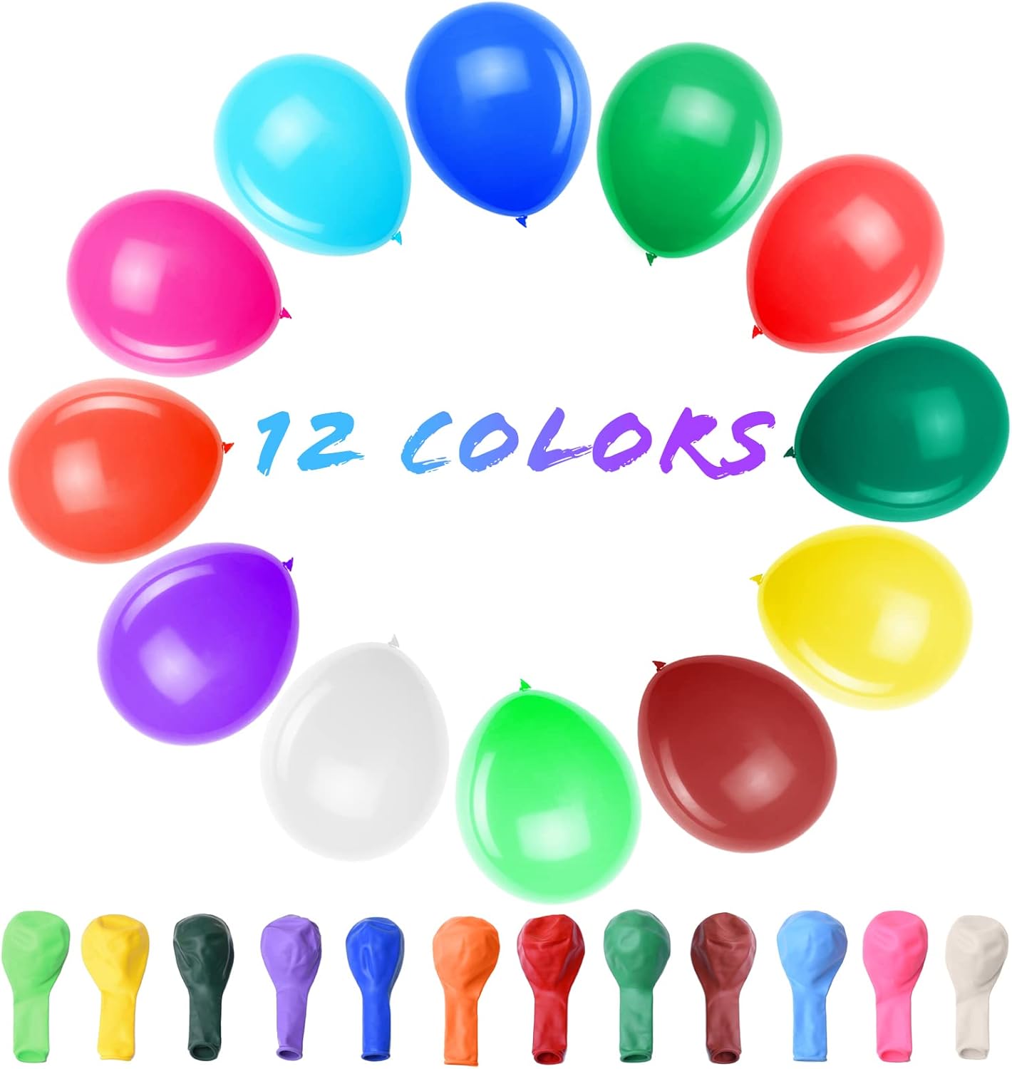 Thickened balloons, 120 PCS Balloons Assorted Colors, Latex Balloons for Kid&#x27;s Birthday Party, Exquisite Rainbow Balloon, 12 Inches 12 Kinds of Rianbow Colorful Party Balloons Decorations.