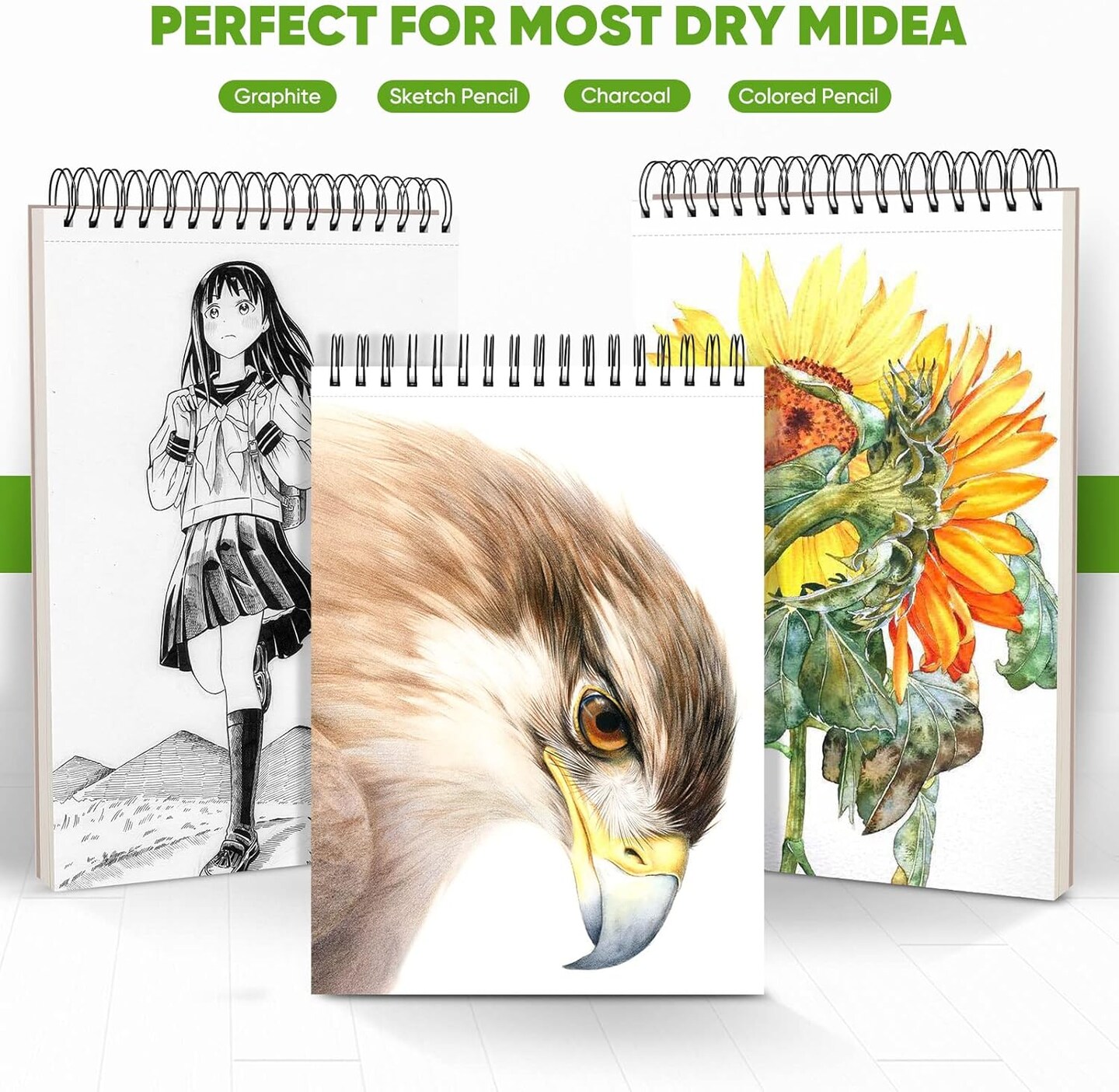9&#x22; x 12&#x22; Sketch Book, 1-Pack 100 Sheets Spiral Bound Art Sketchbook, (68lb/100gsm) Acid Free Artist Drawing Book Paper Painting Drawing Writing Sketching Pad for Kids Adult Teens Girls Boys