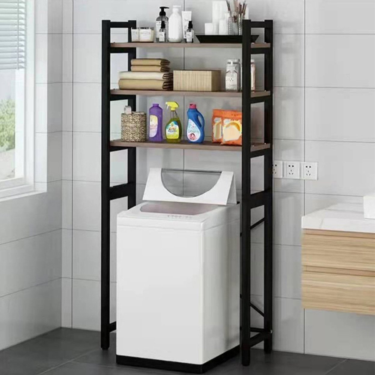 1 Set Toilet Storage Rack Freestanding Multi-Layer Space-Saving Bathroom Sundries Sundries Organizer Household Supplies