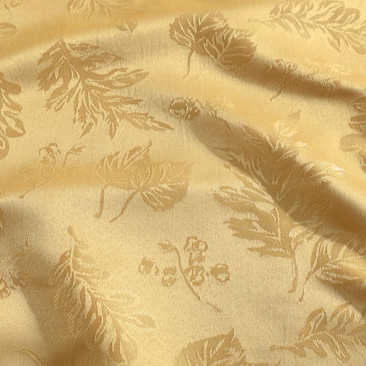Threadmade Home Elegant Woven Leaves Jacquard Damask Tablecloth, Gold - 60"W x 102"L